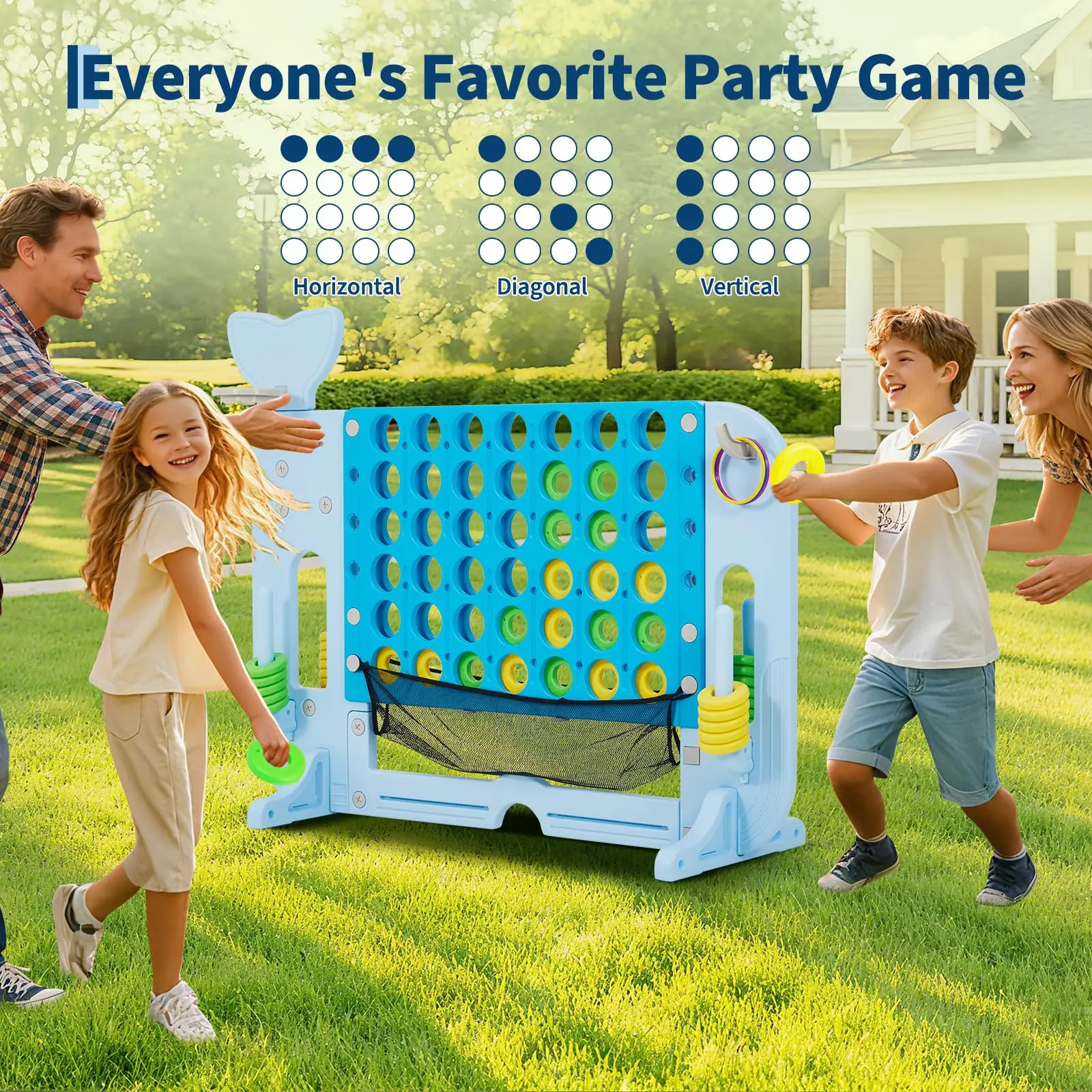 Giant 4 In A Row Game with Basketball and Golf Ring Toss - Image 6