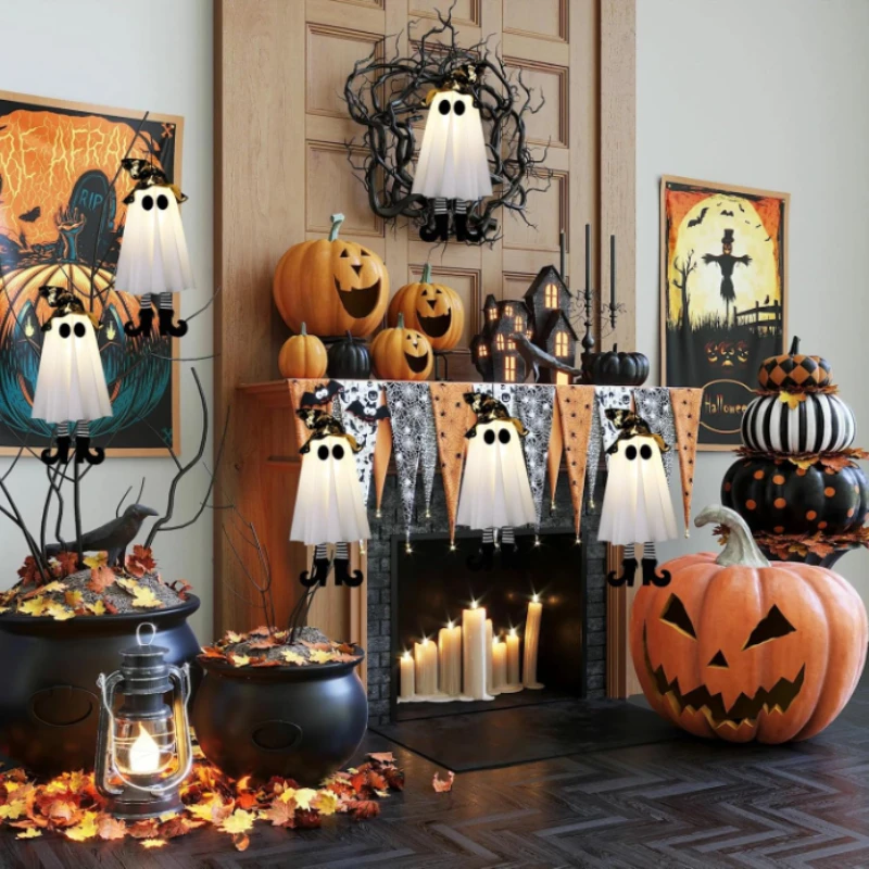 3pcs Halloween LED Light Up Hanging Witch Ghost - Image 4