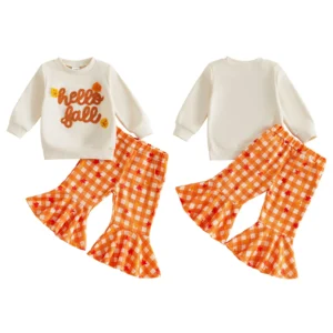 Embroidery Long Sleeve Pullover with Flare Pants - Thumbnail Image 2