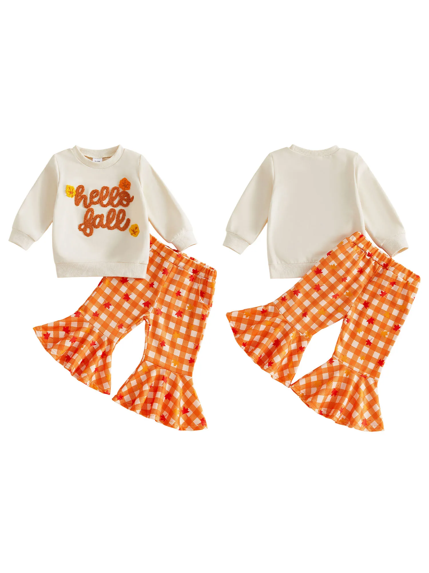 Embroidery Long Sleeve Pullover with Flare Pants - Image 2