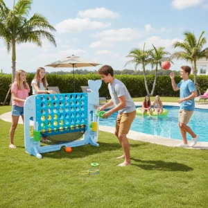 Giant 4 In A Row Game with Basketball and Golf Ring Toss - Thumbnail Image 8