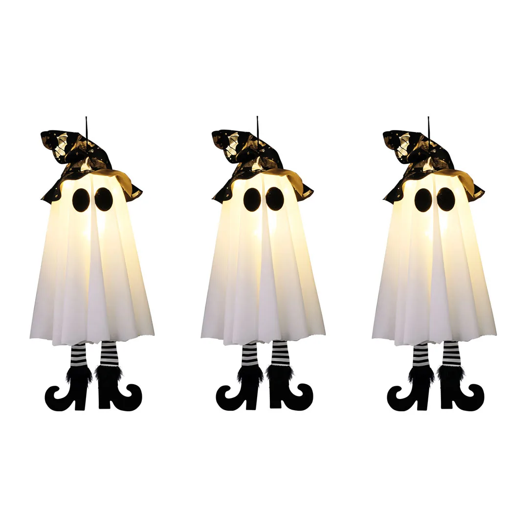 3pcs Halloween LED Light Up Hanging Witch Ghost - Image 7